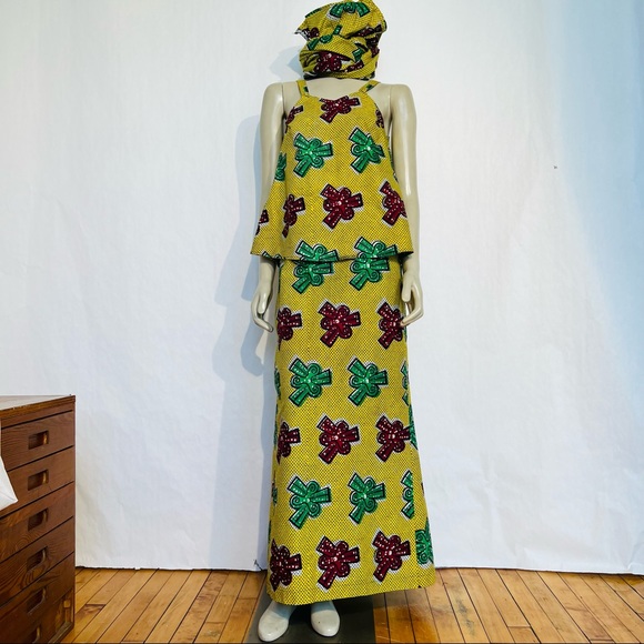 West African Senegal Top,Skirt And HEAD-WRAP - Picture 9 of 13